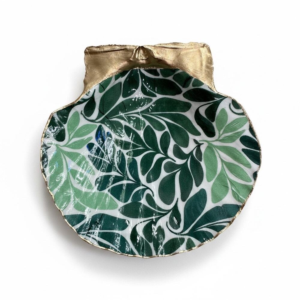 Green Botanical Trinket Dish | Leaf Jewelry Dish | Nature-Inspired Ring Holder - Picture 2 of 3